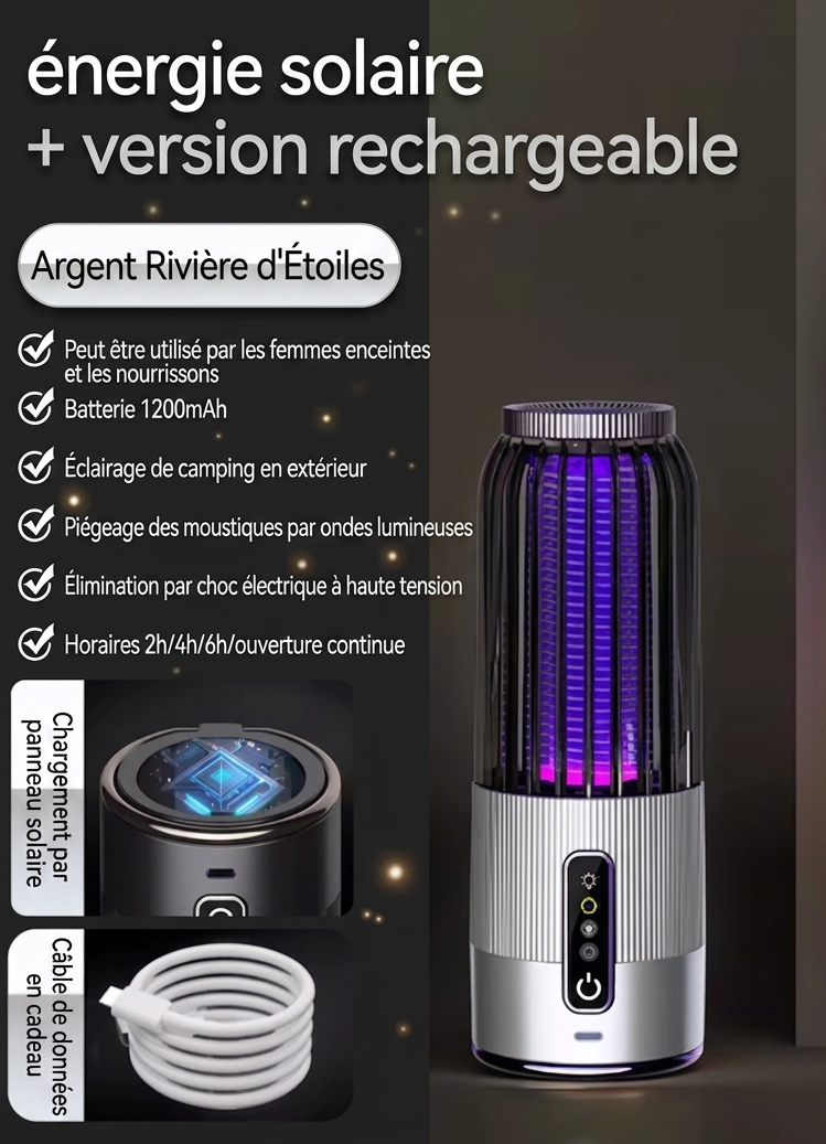 MoustiGuard — Lampe Anti-Moustiques Solaire & USB 2500V